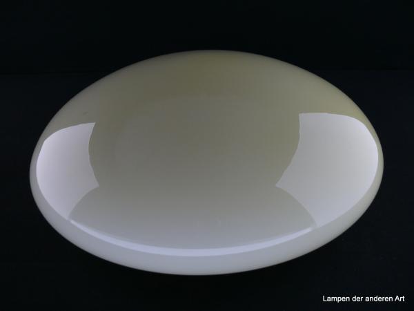 Jugendstil Lampenschirm gebraucht, Glas außen elfenbeinfarbig, innen weiß, geschlossene Kuppel, Nostalgie Ersatzglas für alte Lampen, D: 30cm H: 11cm, Glashalter Griffrand 20cm