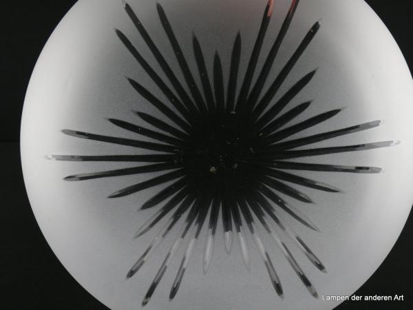 Jugendstil Kuppelschirm mit Sternschliff, gebraucht, leichte Kratzer, Sondergröße Glashalter Griffrand 30cm, Nostalgieschirm Ersatzglas D: ca.31cm, H: ca.14cm, Detail Sternschliff
