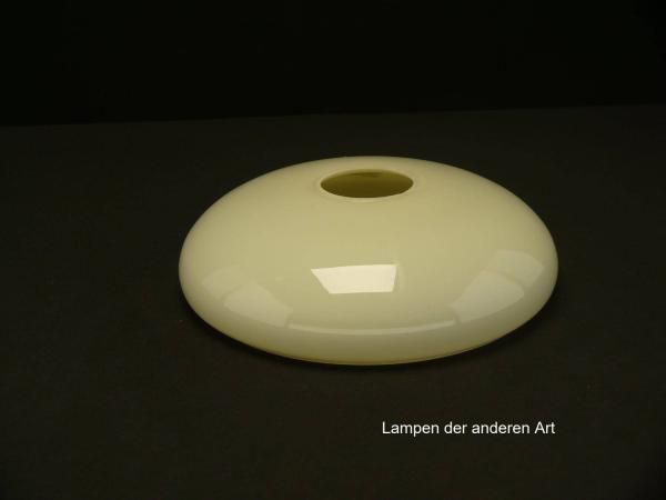 5-er Set Art Deco Lampenschale gebraucht, Glas, elfenbeinfarben, glatte glänzende Oberfläche, Nostalgie Ersatzglas D: ca.22cm, H: ca.6cm, ohne Glashalter Griffrand, Loch ca. 45mm, einzeln