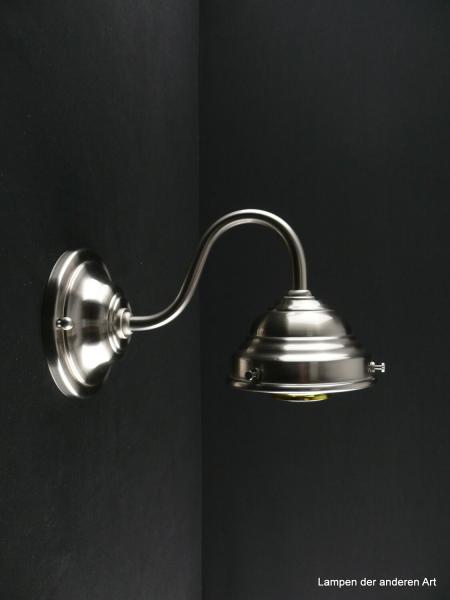 Schlichte Wandleuchte gefertigt aus Messing - matt vernickelt, zeitlose Wandleuchte, mit verschiedenen Schirmen kombinierbar, 1xE27/40W, Glashalter 8cm