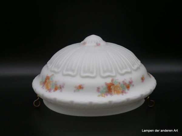 Jugendstil Lampenschirm gebraucht, opal weiß mit Rosendekor für Hängeampel D: 37cm H: 18cm
