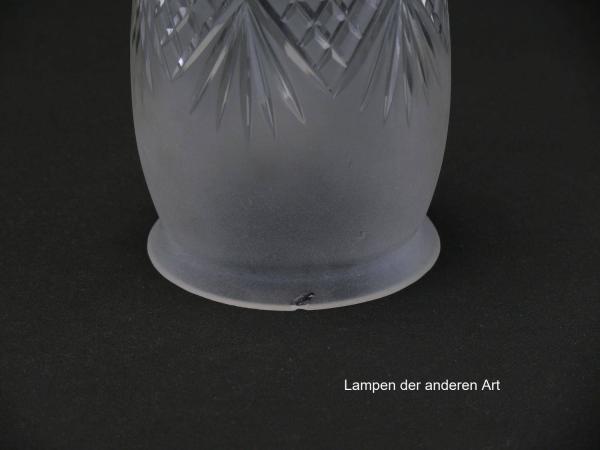 Rarität! - antikes 2-er Set, Jugendstil Lampenschirm gebraucht, grau satiniert, schlanke Zapfenform mit Schliffdekorband, Strahlenschliff in der Spitze, Nostalgie Ersatzschirm für alte Lampen, Glashalter Griffrand Ø10cm, Detail Chip am Griffrand
