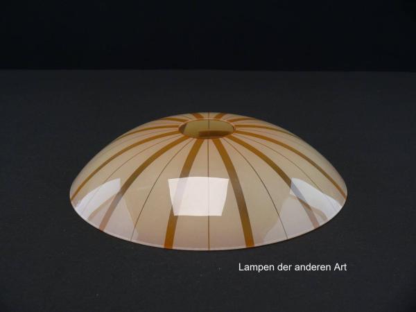 antikes 5-er Set Art Deco Lampenschirm gebraucht, Glas, hellbeige, schmale und breite Streifen im Wechsel, Nostalgie Ersatzglas für alte Lampen, D: ca.24cm, H: ca.5,5cm, ohne Glashalterand Griffrand, Loch 45mm, einzeln