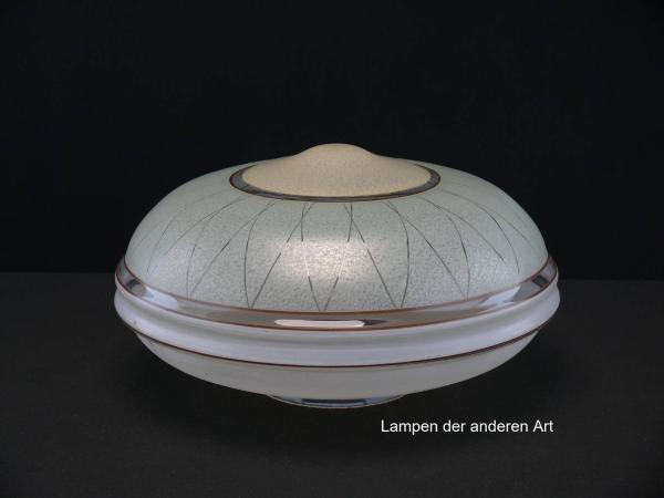 Art Deco Lampenschirm gebraucht, antikes Glas, Wandung unterschiedlich gestaltet, Ringlinien, Strukturdruck, Nostalgie Ersatzglas für alte Lampen, D: ca.27cm, H: ca.14cm, Glashalter Griffrand Ø10cm