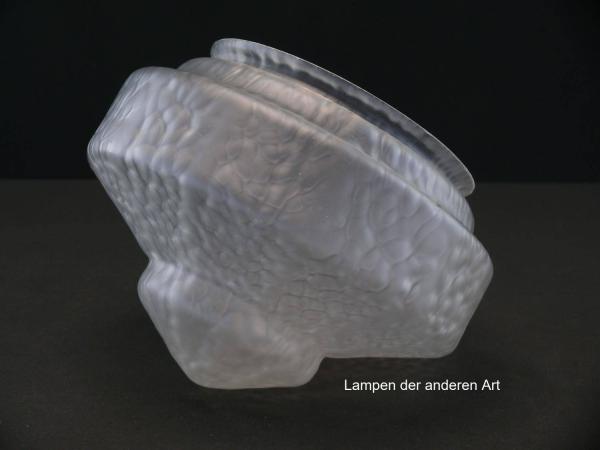 Jugendstil Lampenschirm gebraucht, antike geschlossene Kuppel grau satiniert, kantige Wandung, wie eine Turmspitze wirkender Schirmabschluss, Nostalgie Ersatzglas D: ca.22cm, H: ca.16cm, Glashalter Griffrand - Achtung Sondergröße gemessen 16cm, seitlich