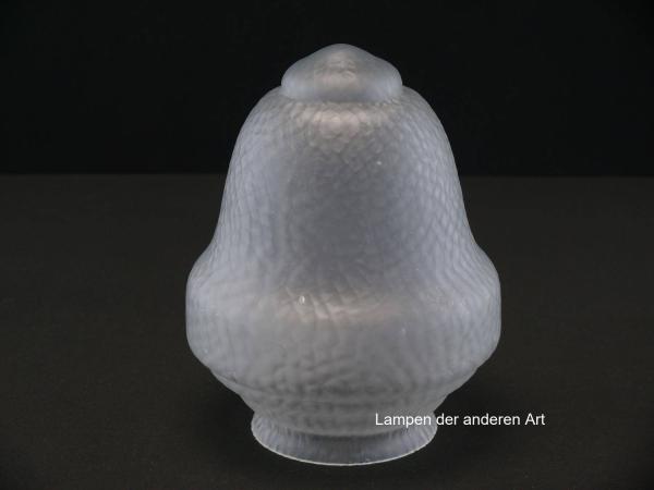 3-er Set Jugendstil Lampenschirm gebraucht, Glas grau satiniert, genarbte Oberflächenstruktur, Zapfenform teils geschnürte Wandung, Nostalgie Ersatzglas, D: ca.13cm, H: ca.16cm, Glashalter Griffrand Ø8cm, einzeln