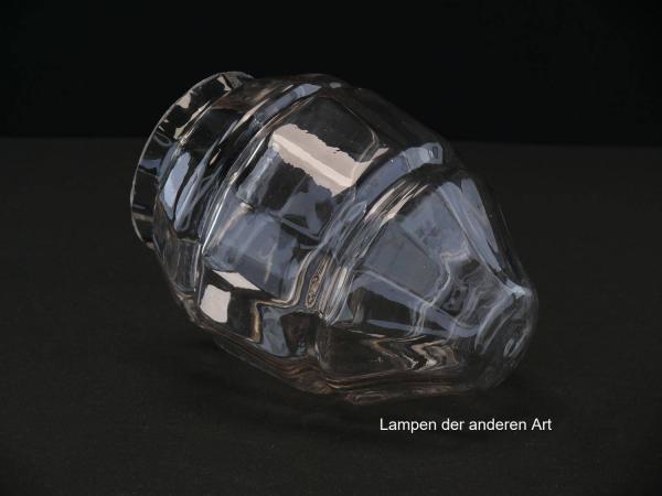 Jugendstil Lampenschirm gebraucht, antik, Glas klar, Zapfenform, abgeflachte Spitze,  zweifache Schnürung der Wandung, Nostalgie Ersatzglas D: ca.10cm, H: ca.15cm, Glashalter Griffrand ø8cm, seitlich