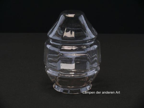 Jugendstil Lampenschirm gebraucht, antik, Glas klar, Zapfenform, abgeflachte Spitze,  zweifache Schnürung der Wandung, Nostalgie Ersatzglas D: ca.10cm, H: ca.15cm, Glashalter Griffrand ø8cm