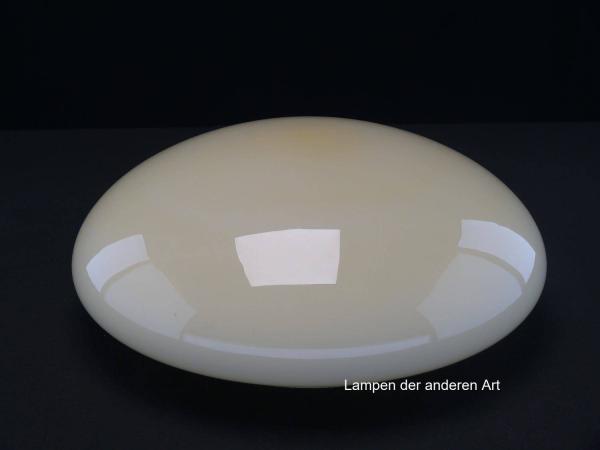 Lampenschirm gebraucht, runde Form, geschlossenes gewölbtes Glas, elfenbeinfarben, antikes Ersatzglas, D: ca.30cm, Höhe ca.11cm, Glashalter Griffrand Ø20cm