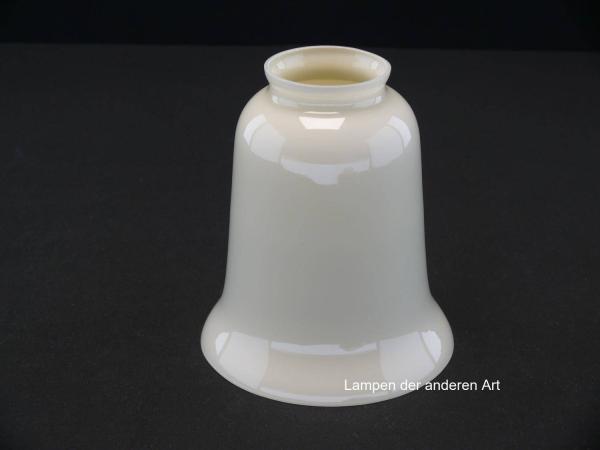 Jugendstil Lampenschirm gebraucht, Glas elfenbeinfarben glänzend, glatte Wandung, Tulpenform, Ersatzglas für alte Lampen, D: ca.12cm, H: ca.13cm, Glashalter Griffrand Ø6cm