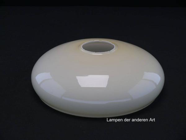 2-er Set Art Deco Lampenschale gebraucht, Glas, hellgelb außen, weiß innen, glatte glänzende Oberfläche, Nostalgie Ersatzglas, D: ca.20cm, H: ca.6,5cm, ohne Glashalter Griffrand, Loch  Ø45mm, einzeln