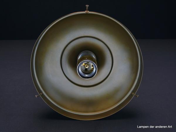 Stableuchtengestell für Schirme mit Glashalter Ø 20cm, schlichter Baldachin mit großem Klemmraum, Form passend auch für Schirme aus dem Art Deco, von unten