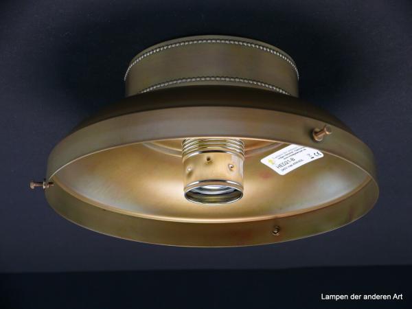 tolle Jugendstil Deckenleuchte für Gläser mit Glashalter Griffrand Ø20cm, Sockel mit schlichtem Perlstabfries verziert, Metallfassung 1xE27/60W