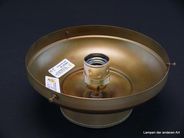 tolle Jugendstil Deckenleuchte für Gläser mit Glashalter Griffrand Ø20cm, Sockel mit schlichtem Perlstabfries verziert, Metallfassung 1xE27/60W, Detail Fassung