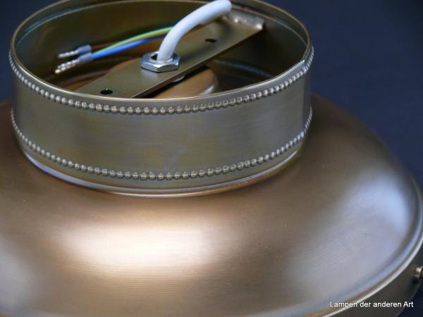 tolle Jugendstil Deckenleuchte für Gläser mit Glashalter Griffrand Ø20cm, Sockel mit schlichtem Perlstabfries verziert, Metallfassung 1xE27/60W, Detail Aufhängung