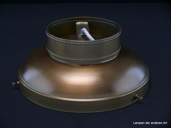 tolle Jugendstil Deckenleuchte für Gläser mit Glashalter Griffrand Ø20cm, Sockel mit schlichtem Perlstabfries verziert, Metallfassung 1xE27/60W, Draufsicht