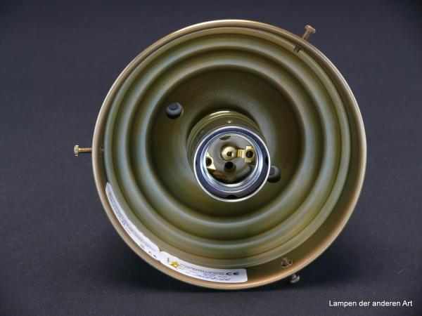 tolle Jugendstil Deckenleuchte für Gläser mit Glashalter Griffrand Ø12,5cm, Sockel mit schlichtem Perlstabfries verziert, Metallfassung 1xE27/40W, Detail Fassung