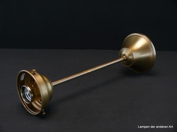 Jugendstil Stableuchtengestell aus Messing goldbraun patiniert 1xE27/40W, Glashalter Ø 8cm, schlichter Baldachin mit großem Klemmraum, Form passend auch für Schirme aus dem Art Deco