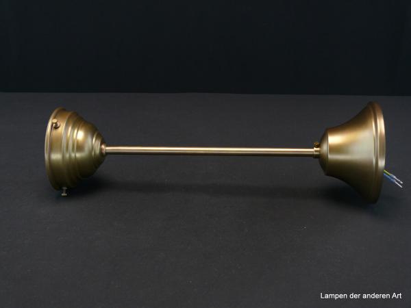Jugendstil Stableuchtengestell aus Messing goldbraun patiniert 1xE27/40W, Glashalter Ø 8cm, schlichter Baldachin mit großem Klemmraum, Form passend auch für Schirme aus dem Art Deco, seitlich
