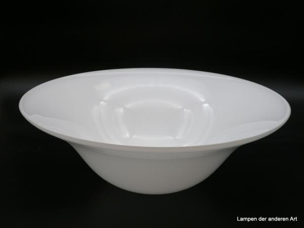Jugendstil Lampenschirm, Replik, Glas weiß opal, D: 40cm, H: 14cm, ohne Griffrand Loch 45mm von unten