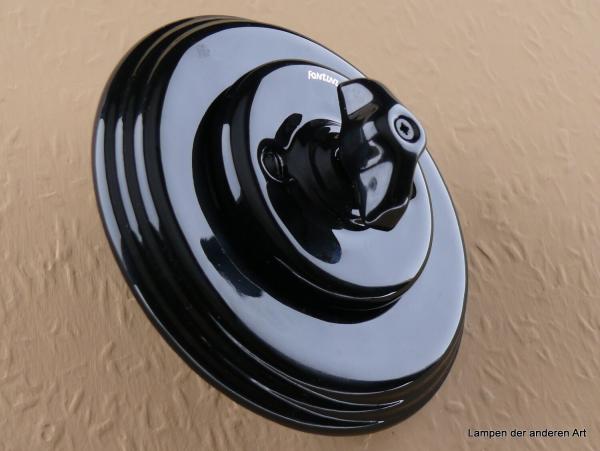 Garby Colonial Serien-Porzellandrehschalter schwarz im Einfachrahmen Porzellan schwarz