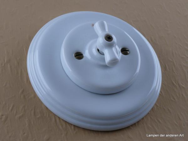 Garby Colonial Serien-Porzellandrehschalter weiß im Einfachrahmen Porzellan weiß von vorn