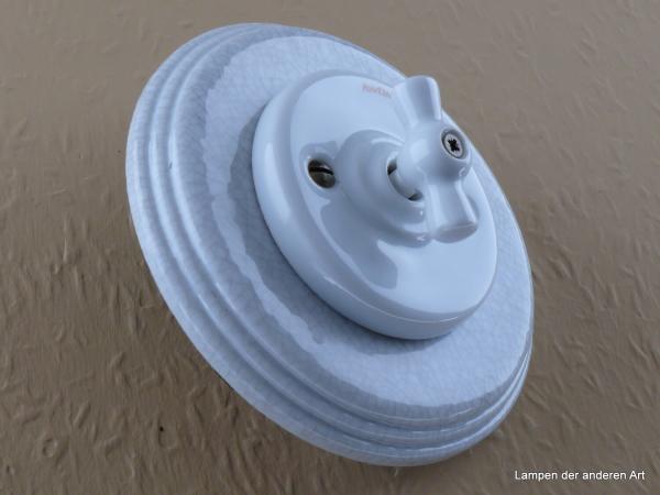 Garby Colonial Serien-Porzellandrehschalter weiß im Einfachrahmen Porzellan craquele