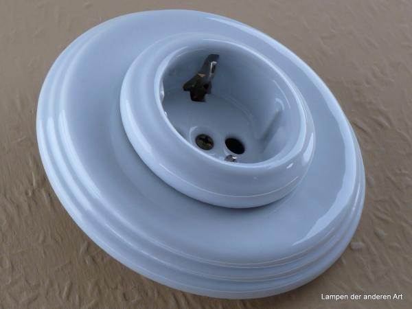 Garby Colonial Schukoporzellansteckdose weiß im Einfachrahmen Porzellan weiß 16A/250VAC