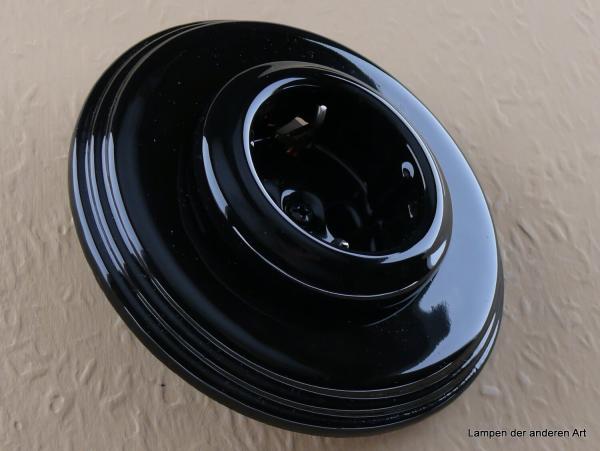 Garby Colonial Schukoporzellansteckdose schwarz im Einfachrahmen Porzellan schwarz 16A/250VAC