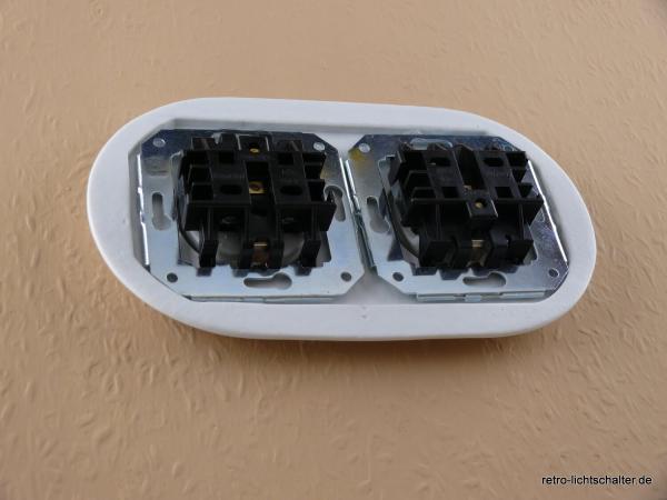 Garby Colonial 2fach Steckdose Porzellan weiß, 2fach Rahmen Porzellan weiß, von hinten