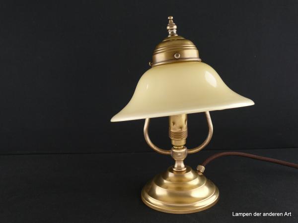 kleine Jugenstil-Beistelllampe Messing goldbraun 1xE14/40W schwenkbarer Schirm 2