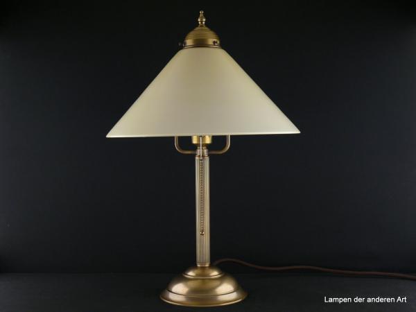 Klassische Jugendstil Sekretärlampe aus goldfarbenen  Messing mit elfenbeinfarbenen Kegelschirm 1xE27/40W