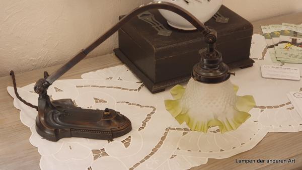 Jugendstil Klavierleuchte verstellbar - restauriert, Arm nach vorn