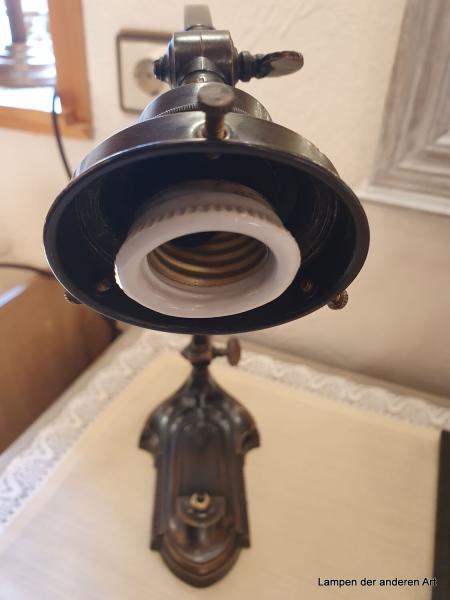 Jugendstil Klavierleuchte verstellbar - restauriert, Detail Fassung