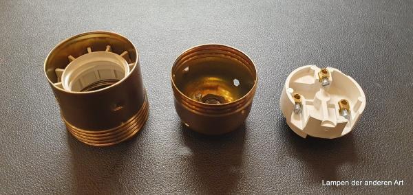 Messingfassung plättiert patiniert  E27 3 teilig