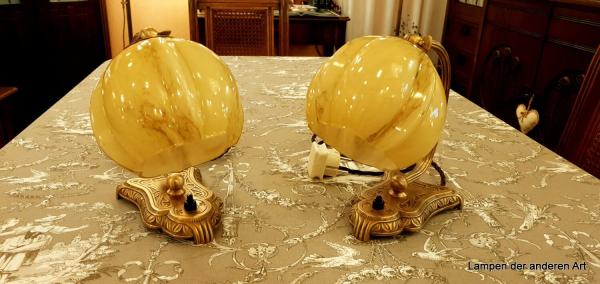 Jugendstil Nachttischleuchten Paar-knospenförmiger Schirm, von vorn