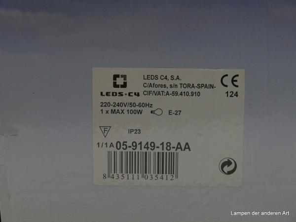 Origialkarton für die Außenleuchte, Detail technische Angaben