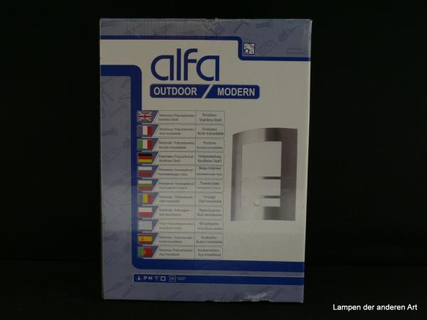 Origialkarton für die Außenleuchte, Detail Material